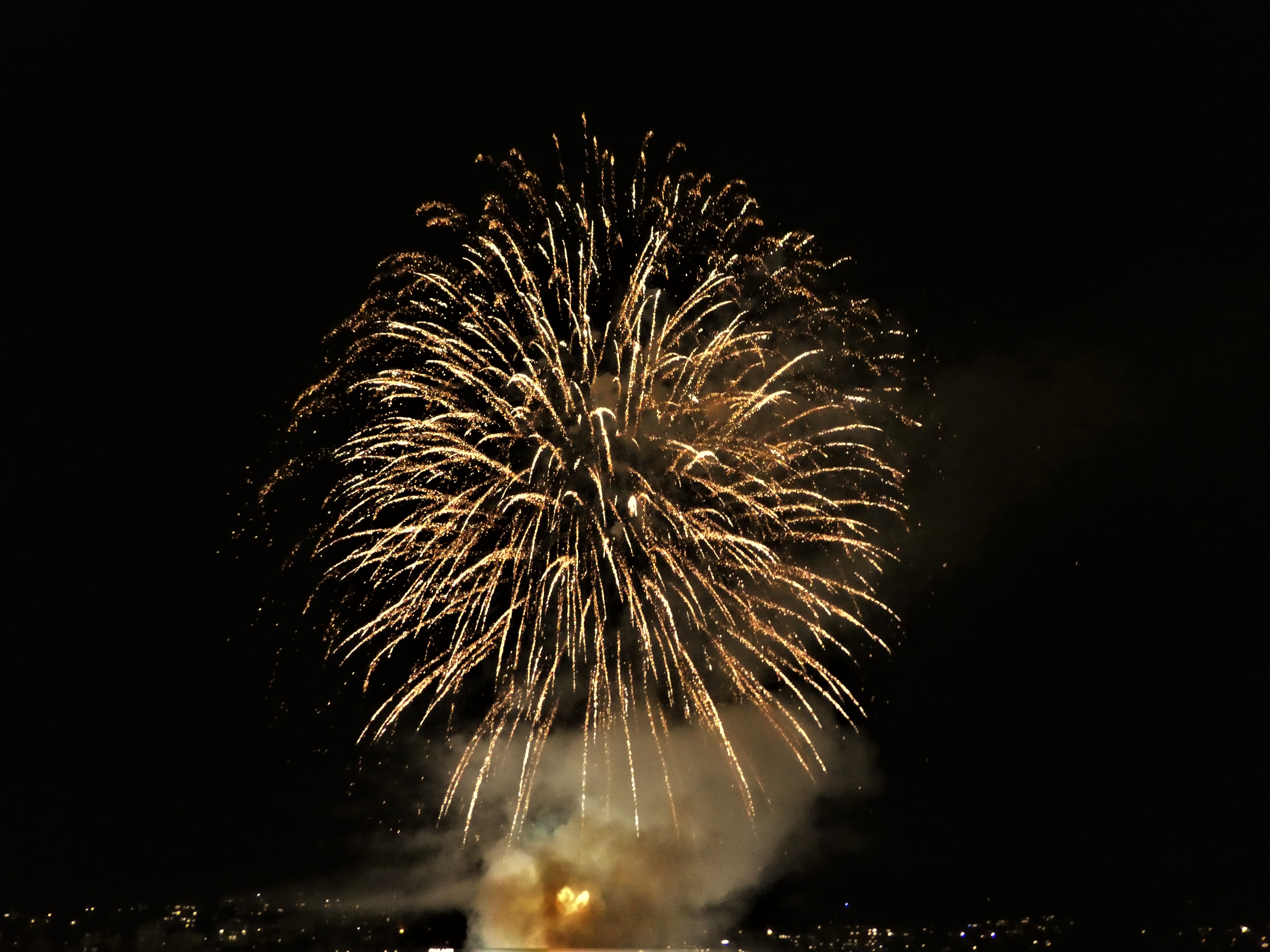 Das Feuerwerk an Neujahr wurde vom Vierwaldstättersee um 20.45 Uhr aufgenommen.  | Foto Josy Steinmann, Ruswil 
